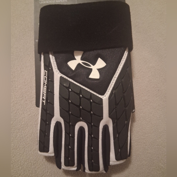 Under Armour Mens Combat Half Finger Padded Footbal Gloves For Lineman XL - Picture 5 of 7